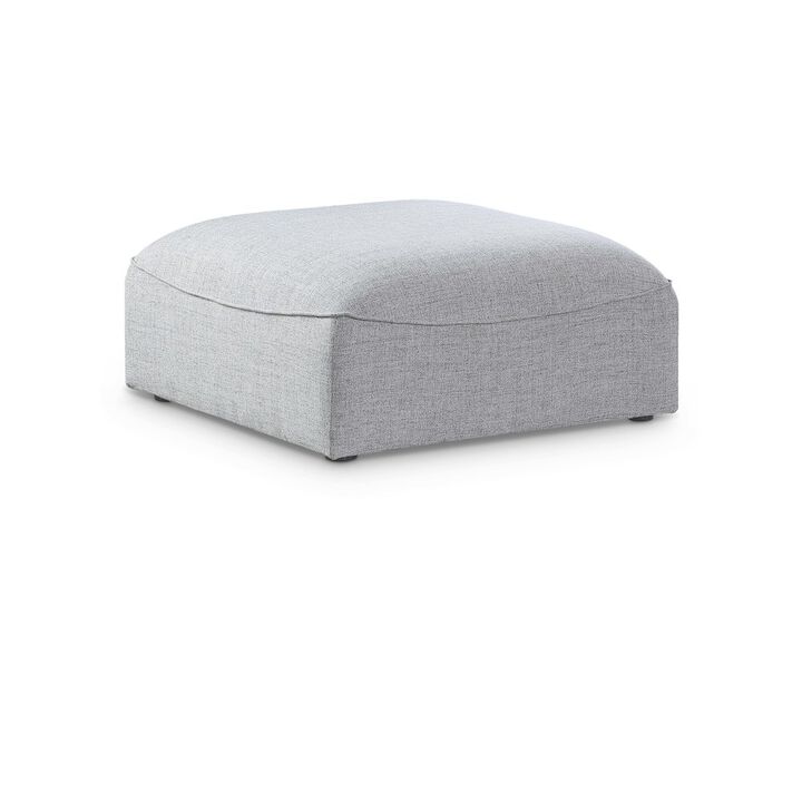 Meridian Furniture Miramar Grey Durable Linen Textured Ottoman