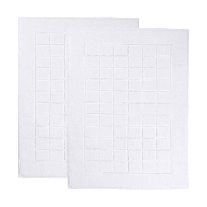 Washable Cotton Checkered Bath Rug Set of 2 for Bathrooms