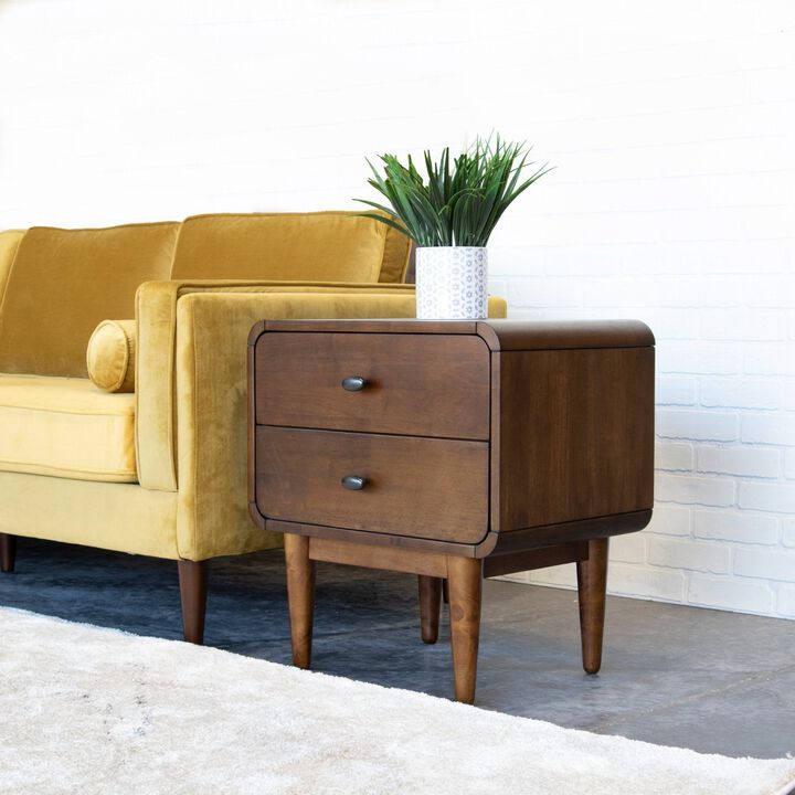 Assembled Mid Century Nightstand with Solid Wood Tapered Legs