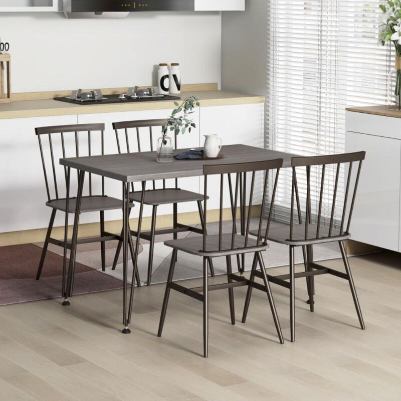 Hivvago 5-Piece Dining Table Set for 4 with 360° Swivel Feet for Small Place