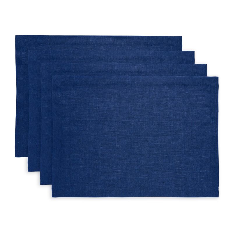 Solino Home Athena 100% Linen Placemats &ndash; Set of 4, 14 x 19 in, Machine Washable, Holiday and Everyday Dining