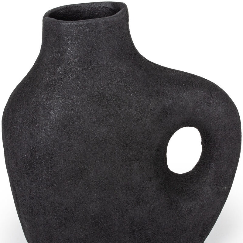 HomeRoots 12" Black Aluminum Modern Abstract Table Vase image number 5