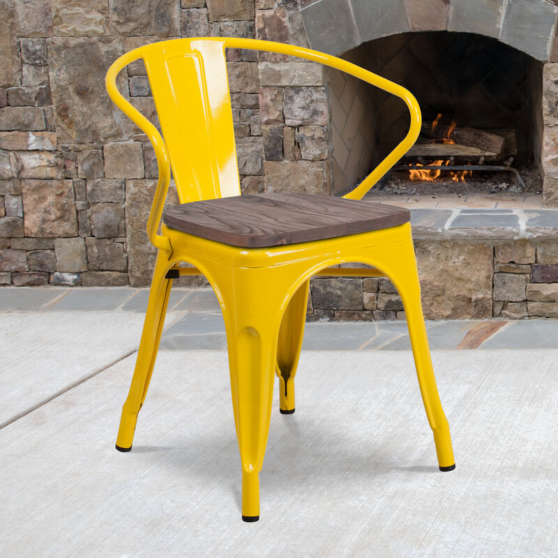 Metal/Wood Colorful Restaurant Chairs image number 1