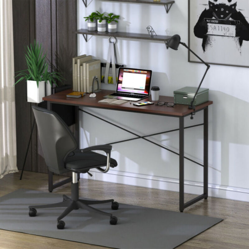 Modern Computer Desk Study Writing Table Home Office with Storage Bag Coffee
