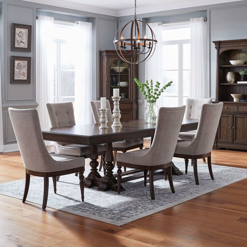 Liberty Furniture Arden Road Opt 7 Piece Trestle Table Set - 6 Upholstered Chairs - Satin Cherry image number 3