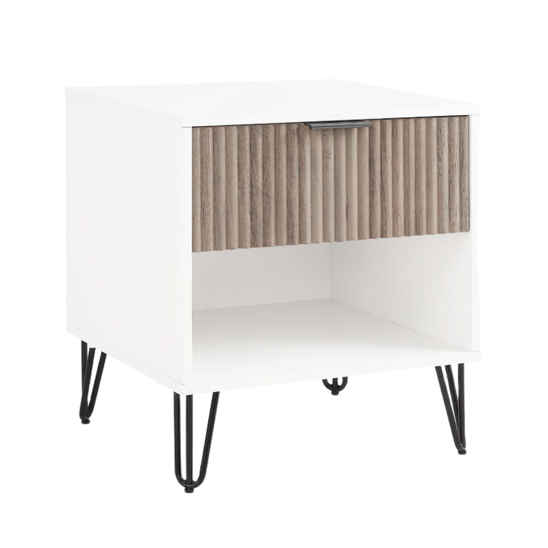 Dumbo 1-Drawer Nightstands in White and Gray (Set of 2)