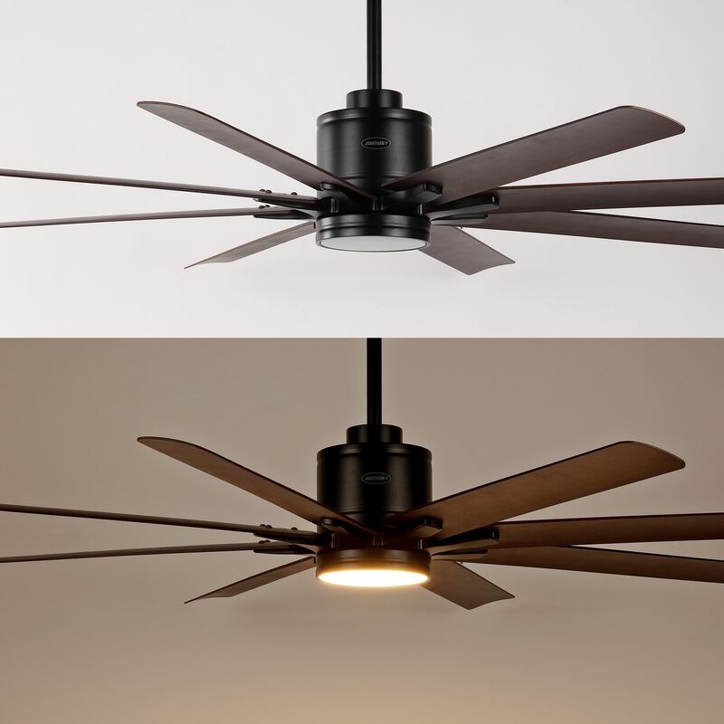 Octo Contemporary Industrial Iron/Plastic Ceiling Fan with Integrated LED Light