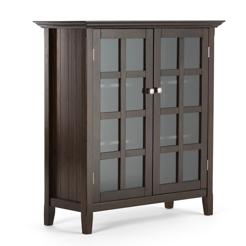 Acadian 39 inch Wide Solid Wood Transitional Storage Cabinet in Brunette Brown