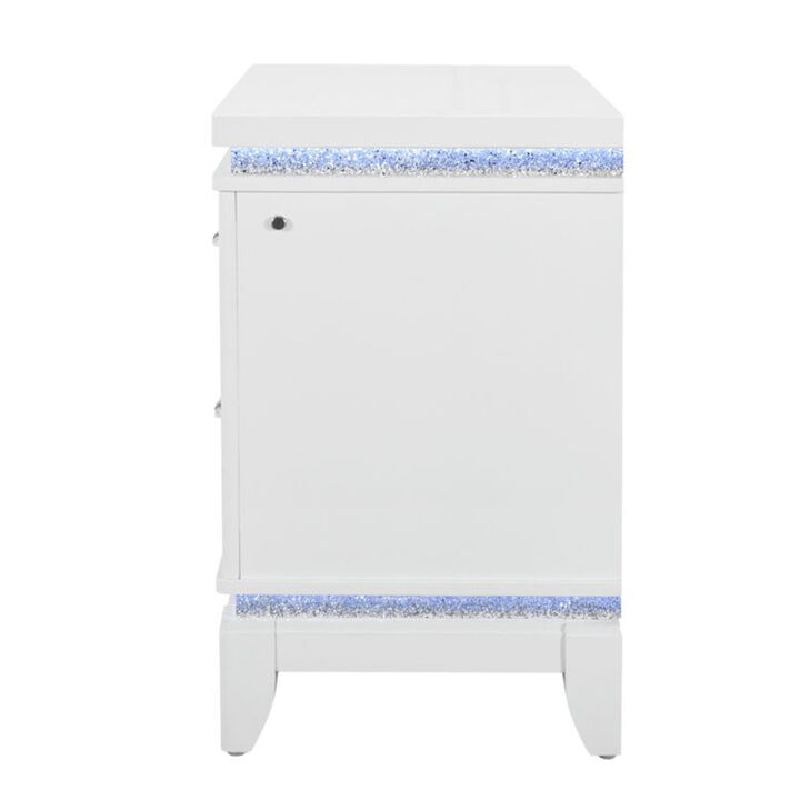 ALINA WHITE NIGHTSTAND WITH LED AND USB