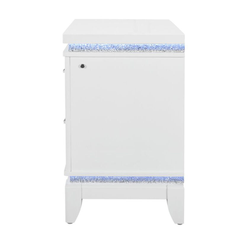 ALINA WHITE NIGHTSTAND WITH LED AND USB image number 1