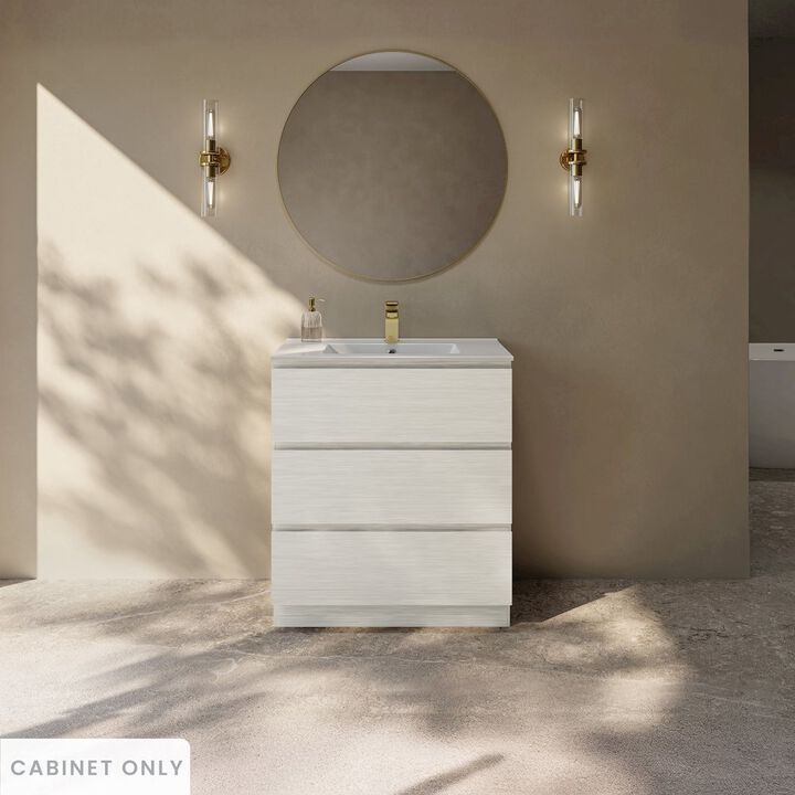 Liberte 30" Freestanding Bathroom Vanity Cabinet without Top in White Oak