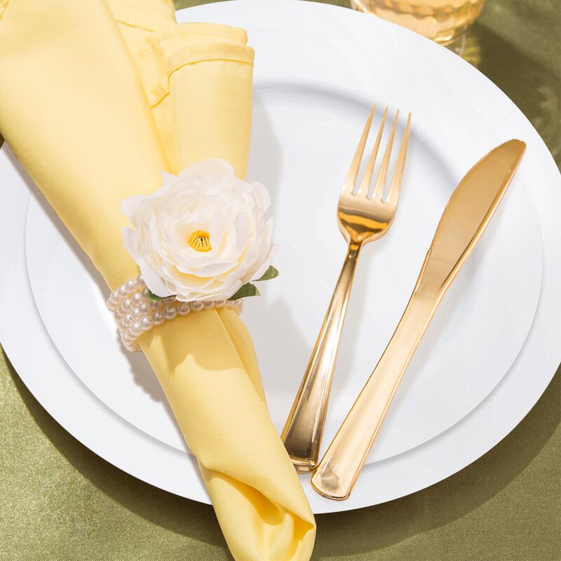 Solid White Economy Round Plastic Wedding Value Set (30 Sets) image number 7