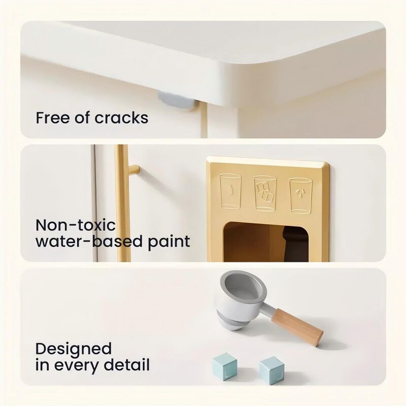 Play Kitchen for Kids - Interactive Wooden Kitchen with Running Water - Iconic Aqua Kitchen in Cream, Pretend Play Toy image number 5
