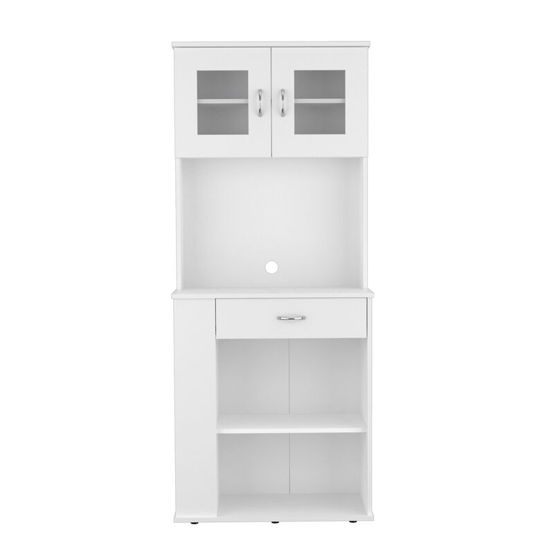 Capienza Pantry Cabinet, Two Shelves, Double Door, One Drawer, Three Side Shelves  -White image number 3