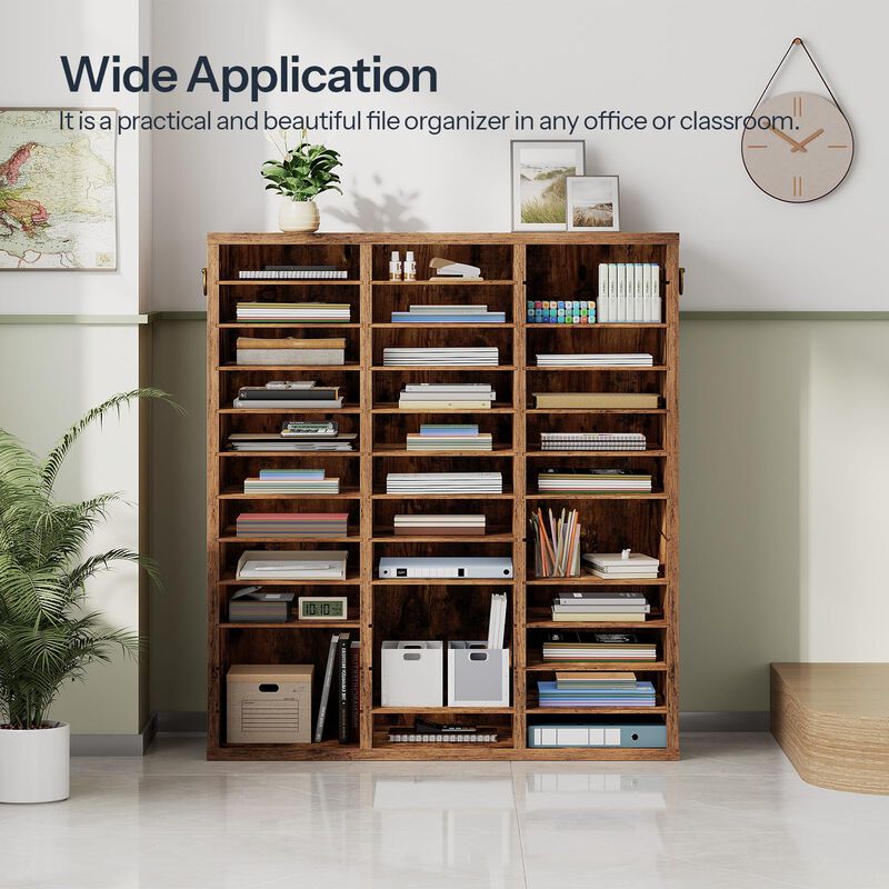 Wooden Mail Sorter Organizer with 36 Compartments and Adjustable Shelves image number 1
