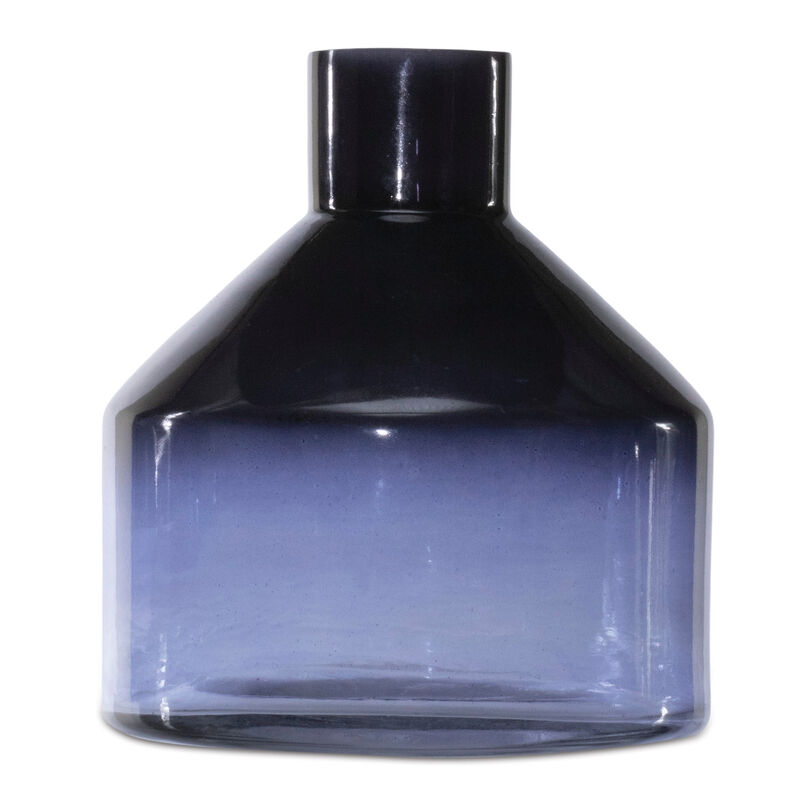 HomeRoots 6" Blue Ombre Glass Round Table Vase image number 0