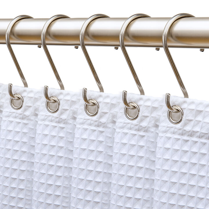 Utopia Alley Rust-Proof Zinc Shower Curtain Hooks with Clasp Closure, Shower Hooks Hangers for Bathroom, Kitchen Utensils, Curtains, Clothing, Towels etc - Set of 12