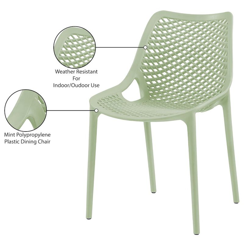 Meridian Furniture Mykonos Mint Outdoor Patio Dining Chair, Set of 4