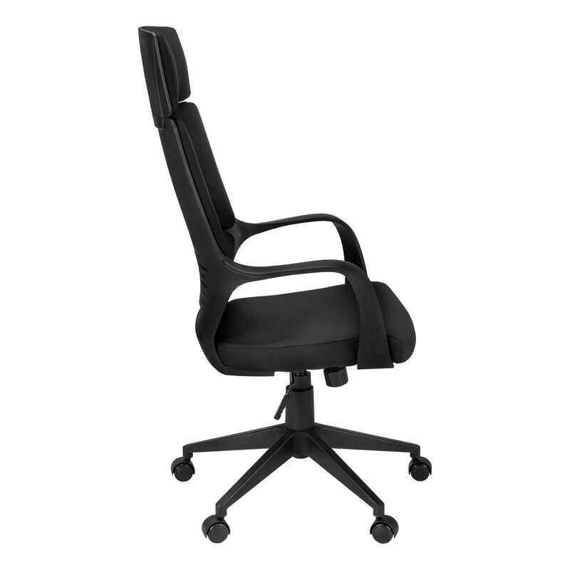 Monarch Specialties I 7272 Office Chair, Adjustable Height, Swivel, Ergonomic, Armrests, Computer Desk, Work, Metal, Fabric, Black, Contemporary, Modern