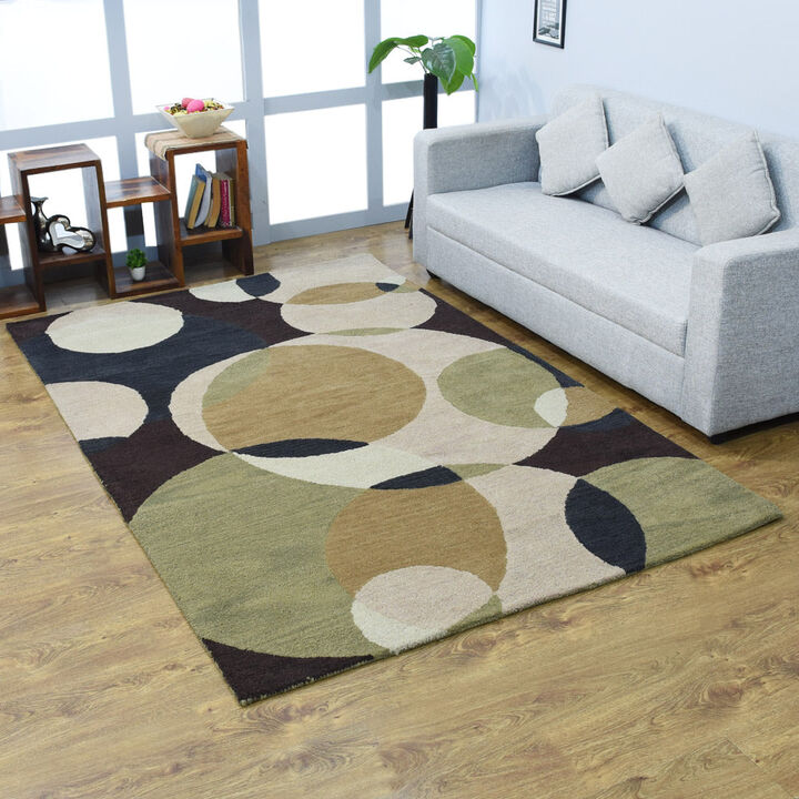 RUGSOTIC CARPETS HAND TUFTED WOOL ECO-FRIENDLY AREA RUGS  - Rectangle Shape, Size, Geometric Modern Design, High Pile Thick Handmade Area Rugs for Living Room, Bed Room (K00226)