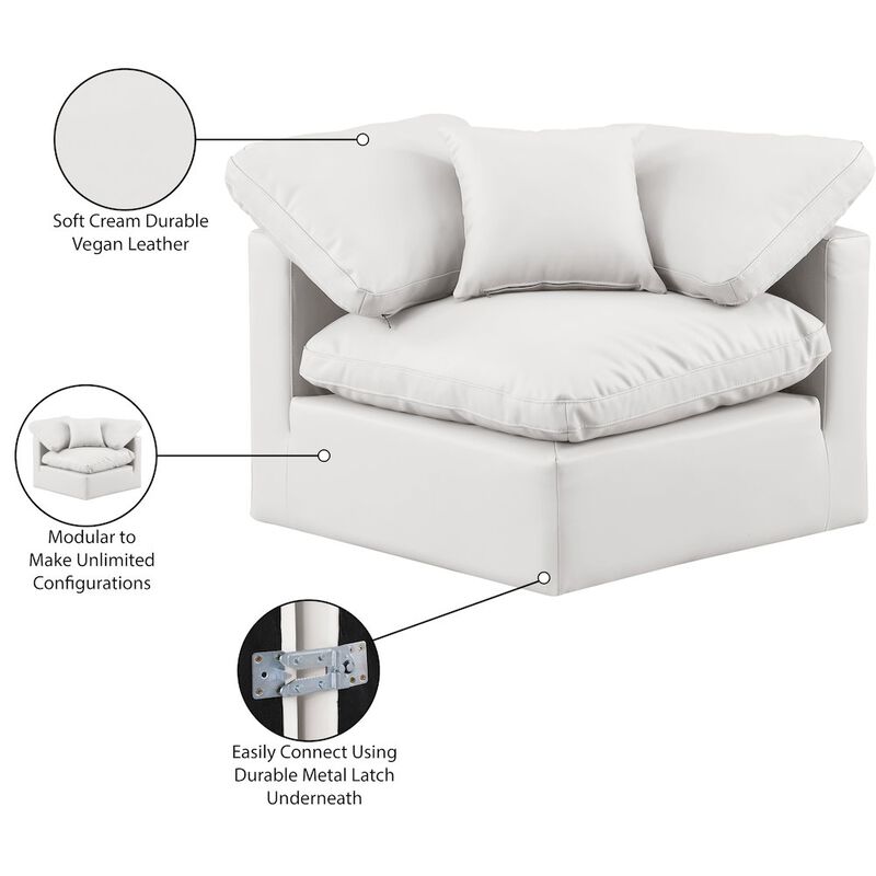 Meridian Furniture Indulge Cream Vegan Leather Corner Chair