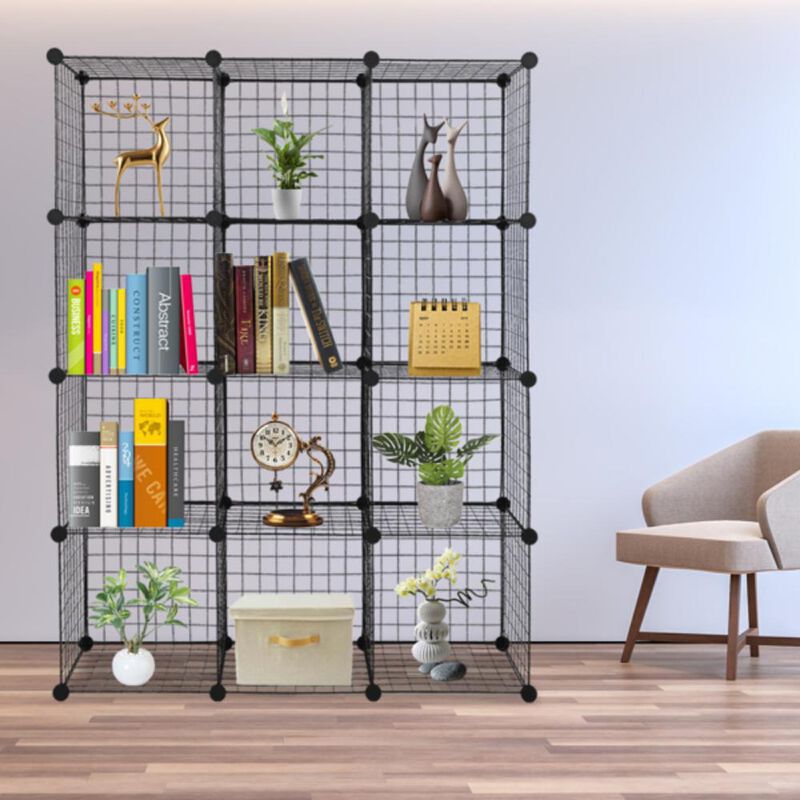 12-Cube Organizer Storage Shelves Versatile Shelving Unit for Home, Office, or Closet Organization