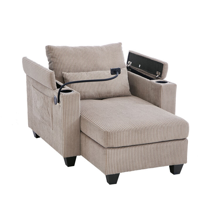 Merax Sofa Bed Corduroy Sleeper Sofa with USB Ports
