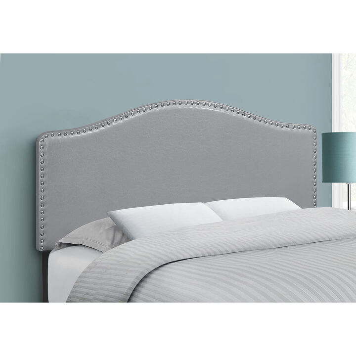 Monarch Specialties I 6011F Bed, Headboard Only, Full Size, Bedroom, Upholstered, Pu Leather Look, Grey, Transitional