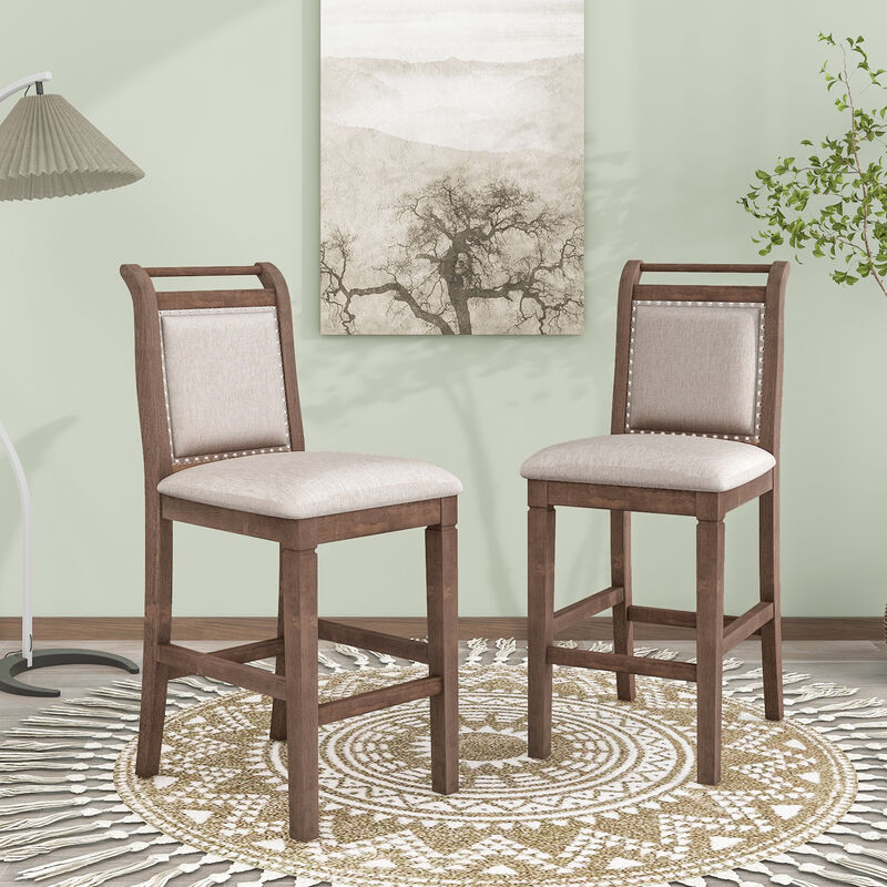 Merax 2-Seater Drop Leaf Kitchen Table Set with Folding Half-Round Sides, Rubber Wood Construction image number 2