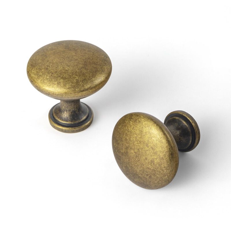 Goo-Ki 6 Pack Antique Brass Cabinet Drawer Knob Kitchen Hardware - Retro Bar Knob Vintage Bronze Single Handles Pull for Closet