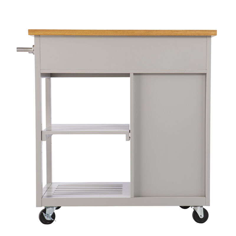 Space-Saving Rolling Kitchen Island with Shelves and Drawers