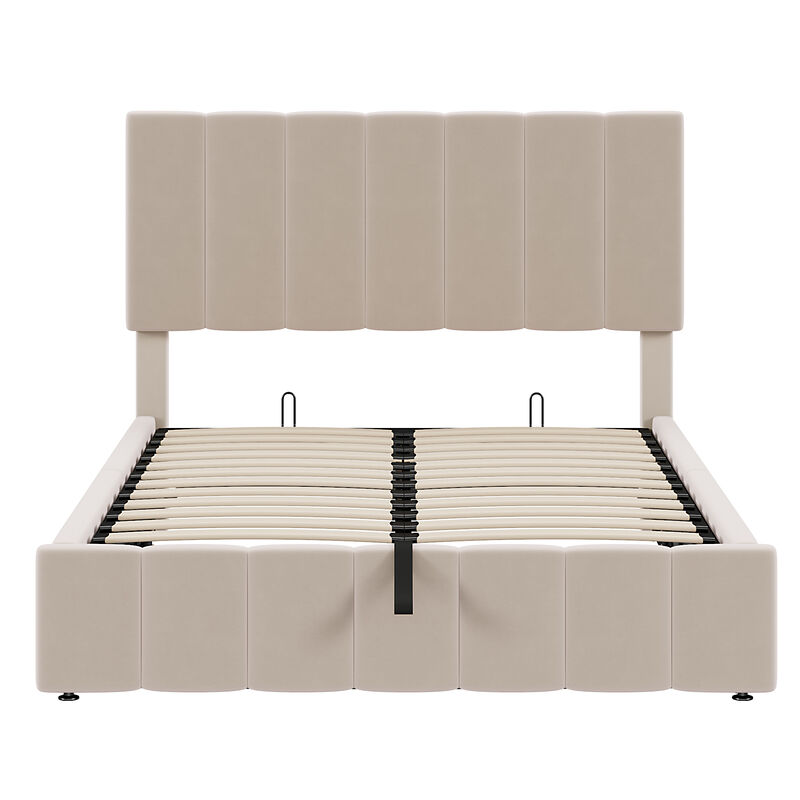 Whisen Modern Style Full Size Upholstered Platform Bed with Hydraulic Storage System