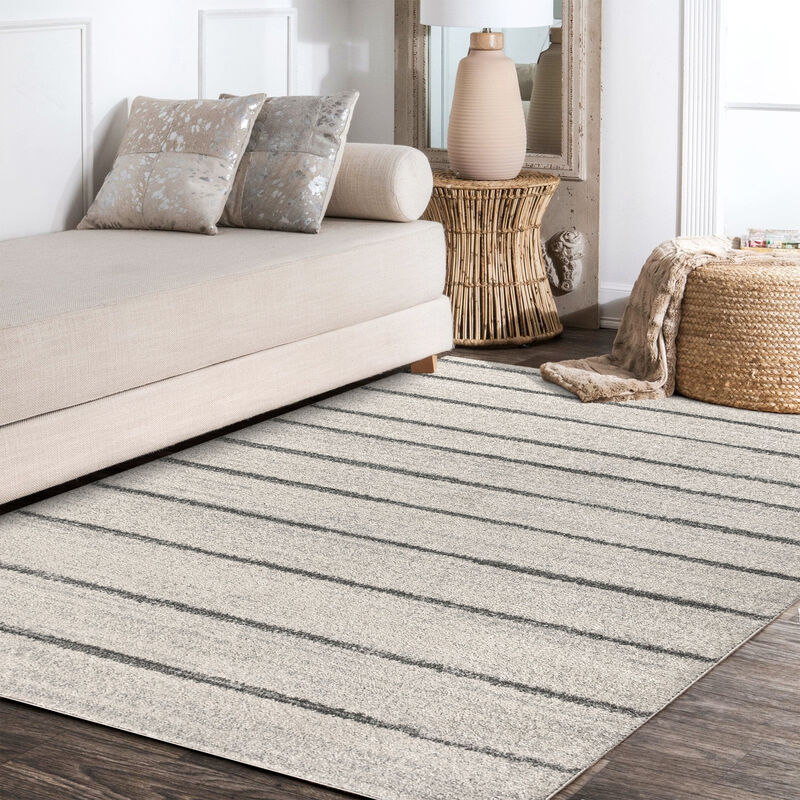 Williamsburg Minimalist Stripe Cream/Black 8 ft. x 10 ft. Area Rug