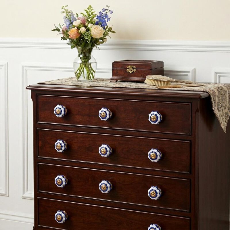 HomeRoots 1.5" X 1.5" X 1.5" White Blue And Gold  Knobs 12 Pack image number 1