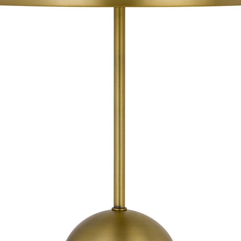 20 Inch Metal Accent Table Lamp with Dome Shade, Brass - Benzara