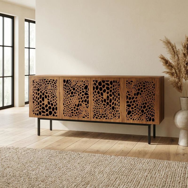 Wooden Brown TV Stand with Ample Storage Space and Modern Design image number 4