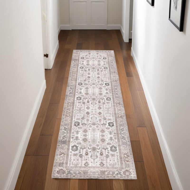 HomeRoots Abstract Distressed Runner Rug image number 1
