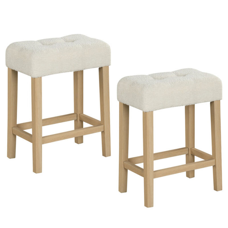2-Piece Modern Counter Height Bar Stools with Durable Rubber Wood Legs image number 0