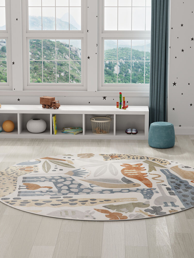 Astra Machine Washable ASW01 Multicolor 7'10" Round Rug