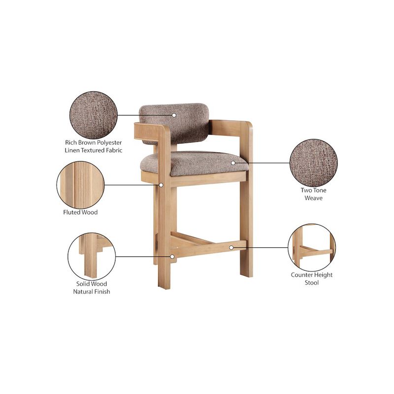 Meridian Furniture Sacha Linen Textured Fabric Stool