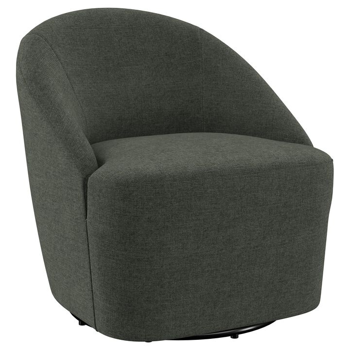 Lenie Barrel Accent Swivel Chair, Modern Minimal Shape, Dark Green