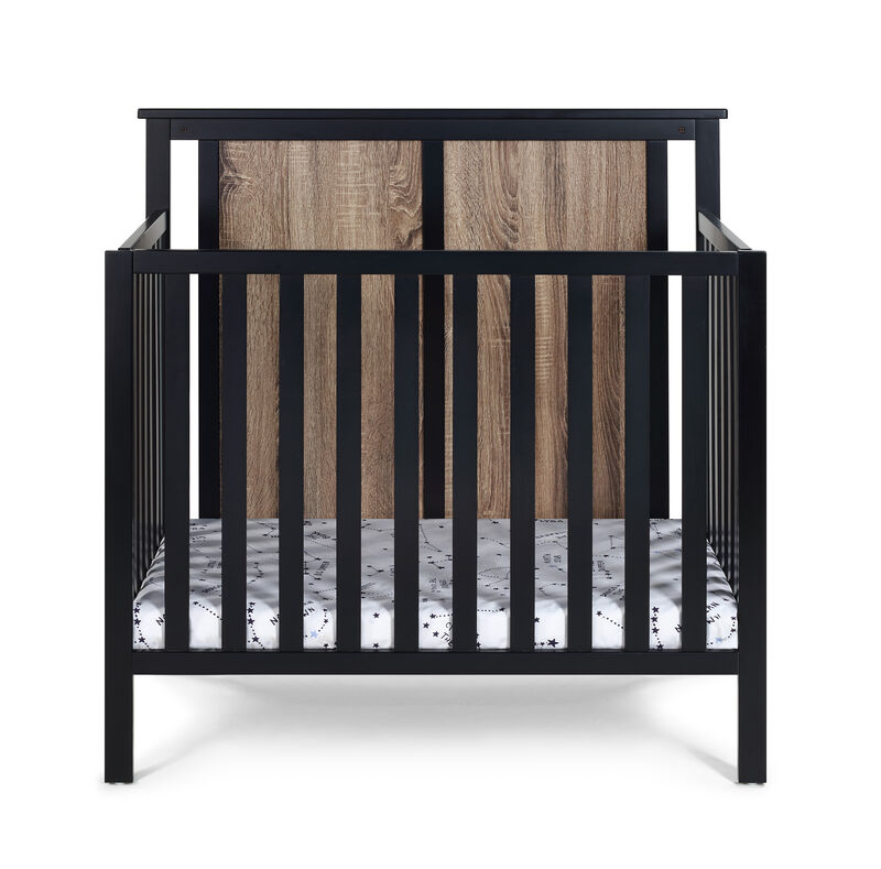 Suite Bebe Connelly Mini Crib Black/Vintage Walnut With Mattress Pad