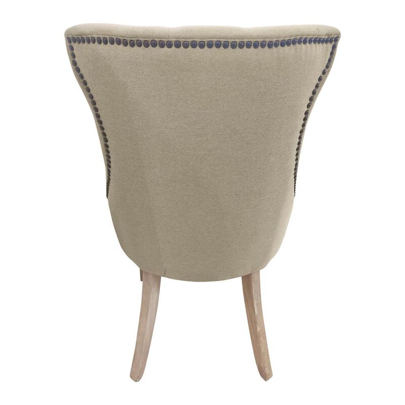 Carolina Living Tufted Back Upholstered Chair - Set of 2 - Natural Driftwood - Linen Upholstery