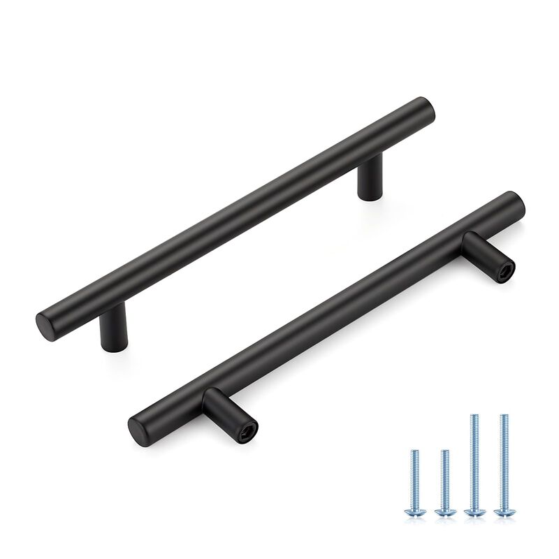 HOME EDIT Matte Black Cabinet Handles 5 Inch Hole Spacing, Stainless Steel Drawer Pulls for Cabinets, Kitchen, Bathroom, Dresser
