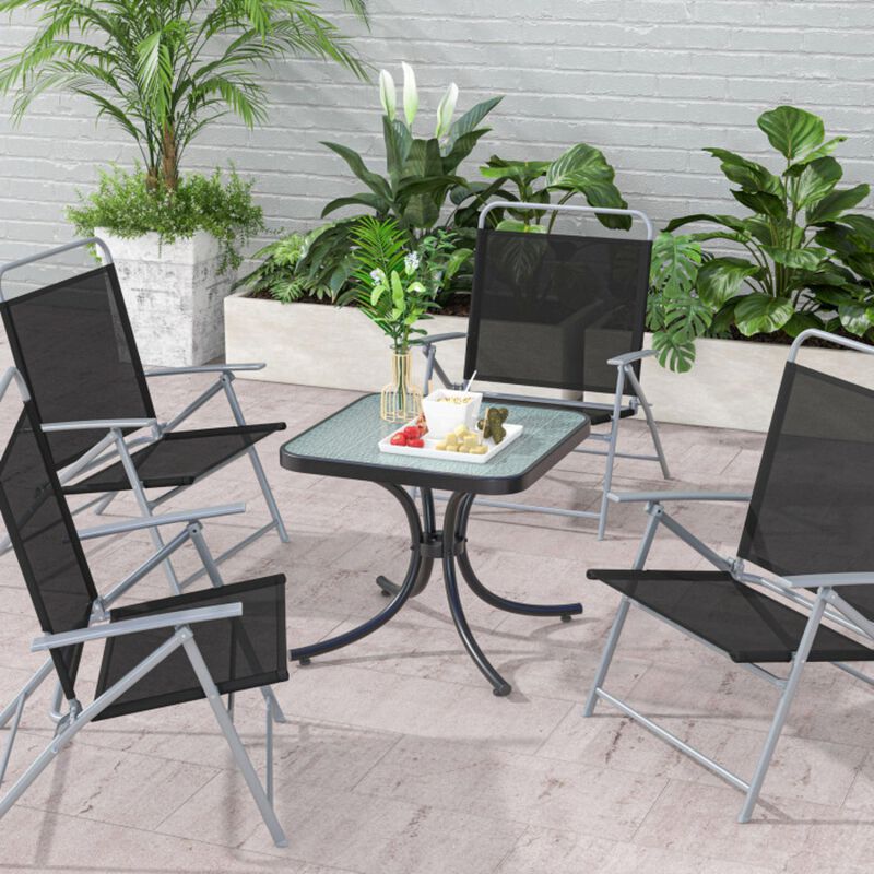 Hivvago Tempered Glass Top Patio Table with Heavy-duty Metal Frame for Garden Poolside