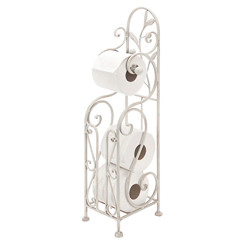 Noe Benzara Classic Free standing Metal Toilet Paper Holder, Off White image number 0