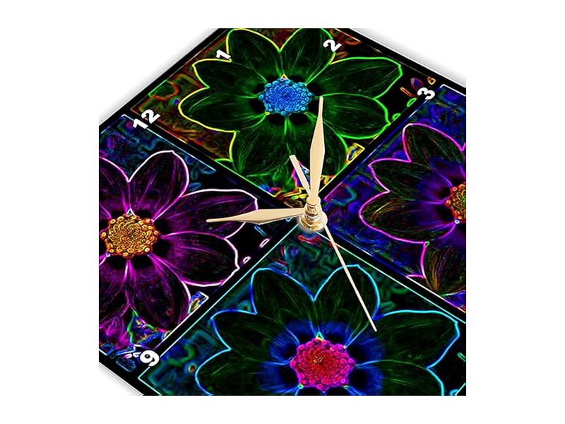Cosmos Flower Collage Neon Glow Wall Clock 10 Inch Home Decor image number 3