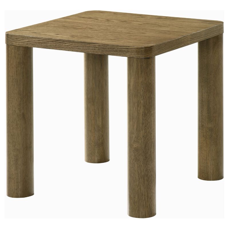 Givy Square Accent Side End Table, Pillar-Style Legs, Brown Oak 22 Inch image number 3