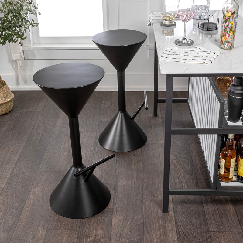 Chronos Modern Industrial Iron Hourglass Backless Bar Stool with Foot Rest
