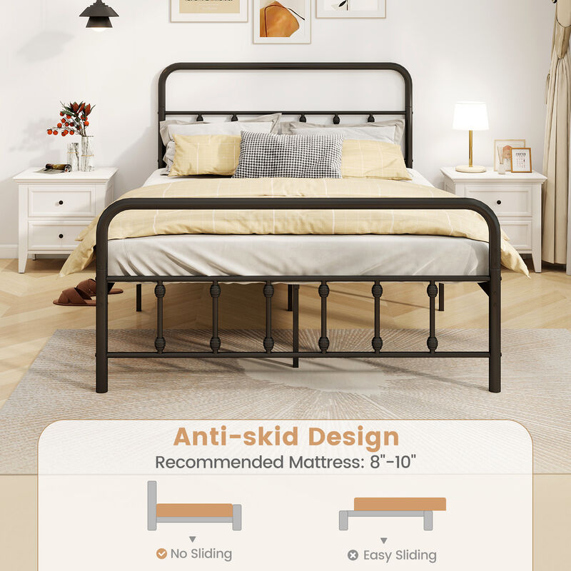Modern Bed Frame with Headboard and Built-In Under Bed Storage-Black image number 4